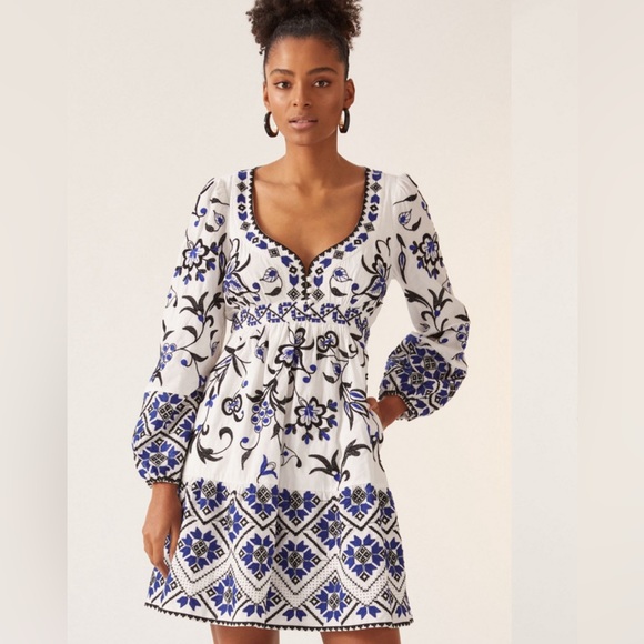 Anthropologie Sweetheart Embroidered Mini Dress - Picture 1 of 4
